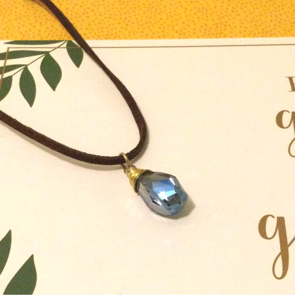 Elegant Blue Teardrop Pendant Necklace